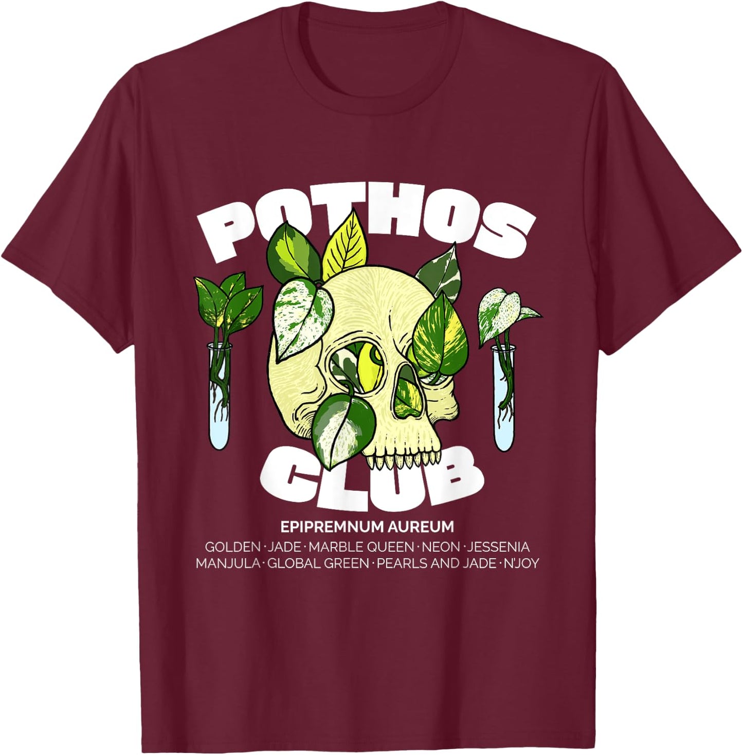 Pothos Plant Design for Houseplant Collectors & Gardeners T-Shirt - T-Shirt | Maroon