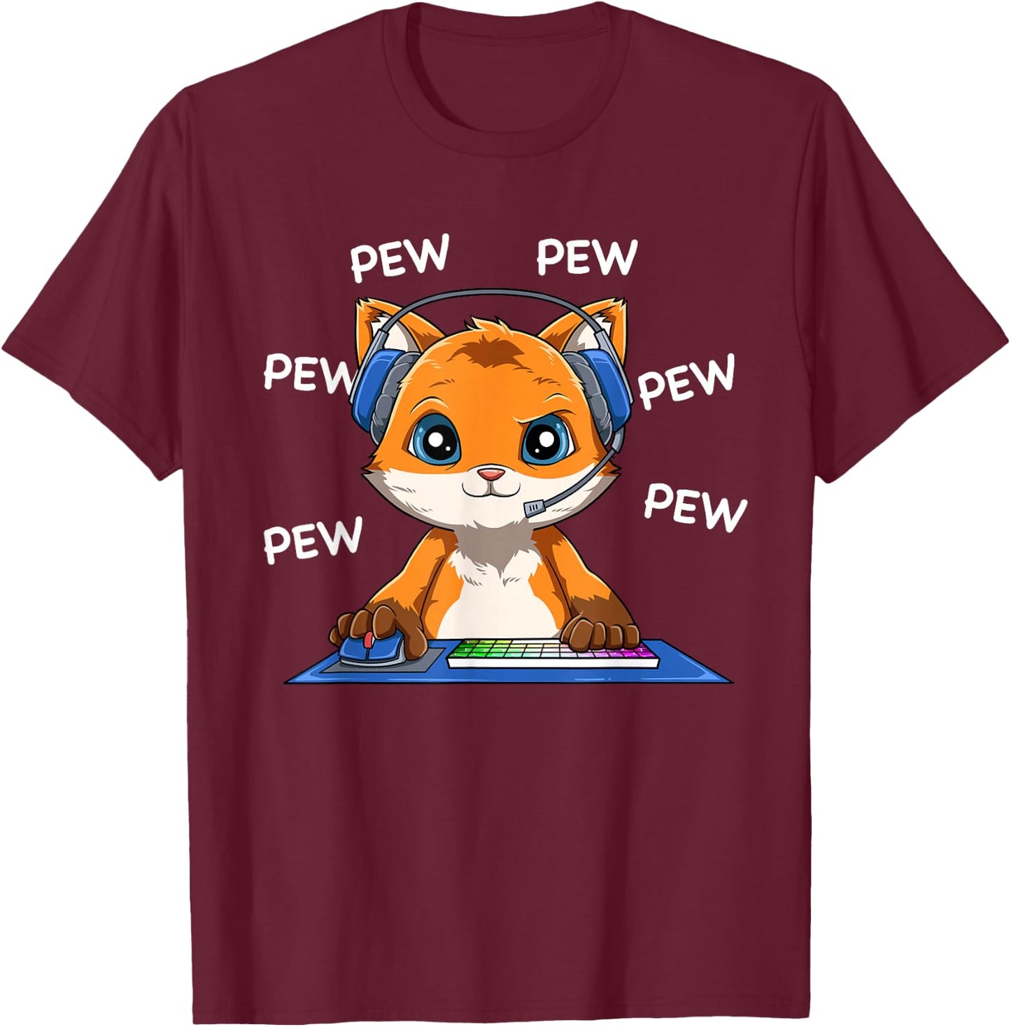 Gamer Fox - Online Gaming Computer Video Games T-Shirt - T-Shirt | Maroon