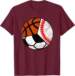Soccer Baseball Basketball Player Funny Ball Sport T-Shirt - T-Shirt | Maroon