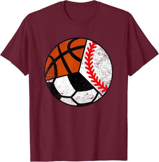 Soccer Baseball Basketball Player Funny Ball Sport T-Shirt - T-Shirt | Maroon