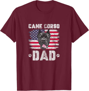 Cane Corso Dad USA American Flag 4th of July Distressed T-Shirt - T-Shirt | Maroon