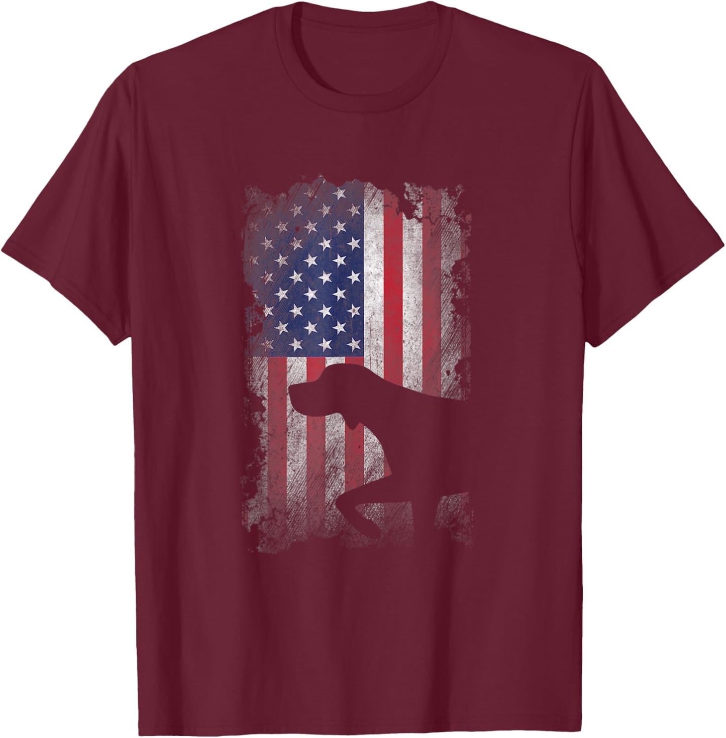 Patriotic German Shorthaired Pointer American Flag GSP Dog T-Shirt - T-Shirt | Maroon