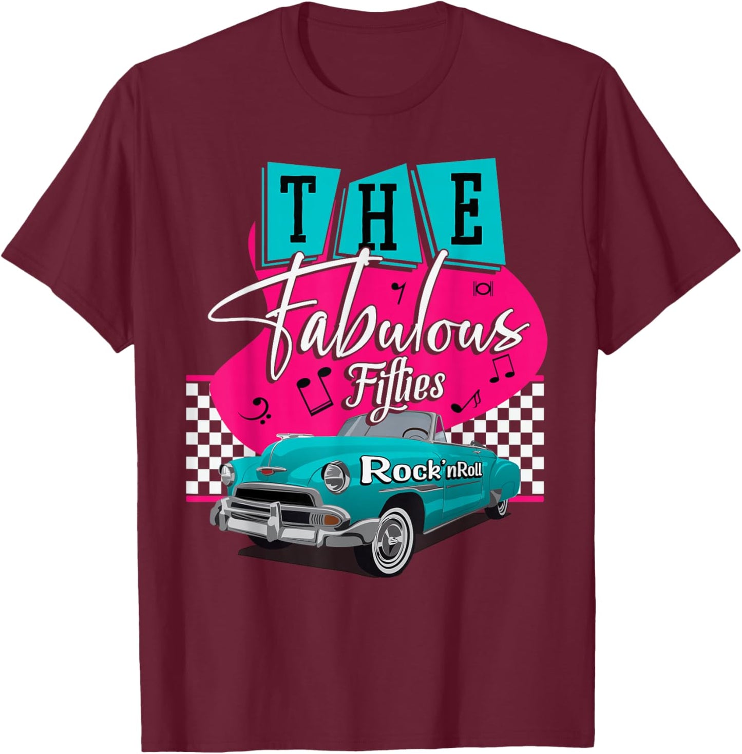50s Hip Hop Retro 1950s Party Vintage Dance Car Fabulous T-Shirt - T-Shirt | Maroon