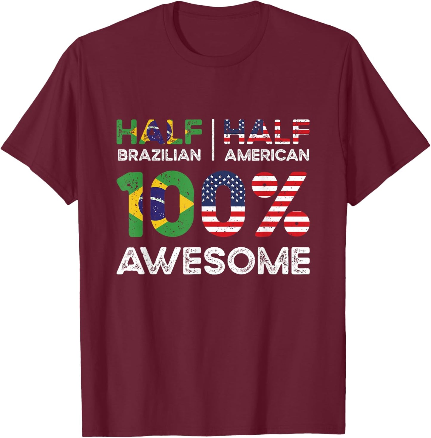 Brazilian American Patriot USA Grown Brazil US Flag T-Shirt - T-Shirt | Maroon