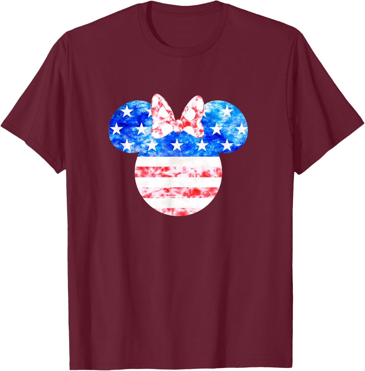 Disney Minnie Mouse American Flag Tie Dye T-Shirt - T-Shirt | Maroon