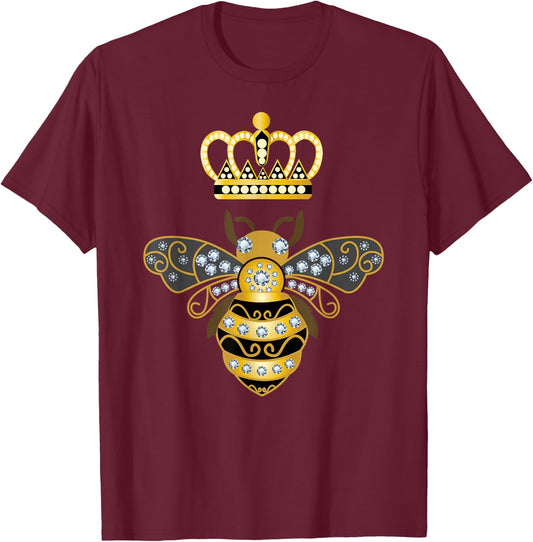Queen Bee Crown Women Men Girls Honey Hive Beekeeping Bee T-Shirt - T-Shirt | Maroon