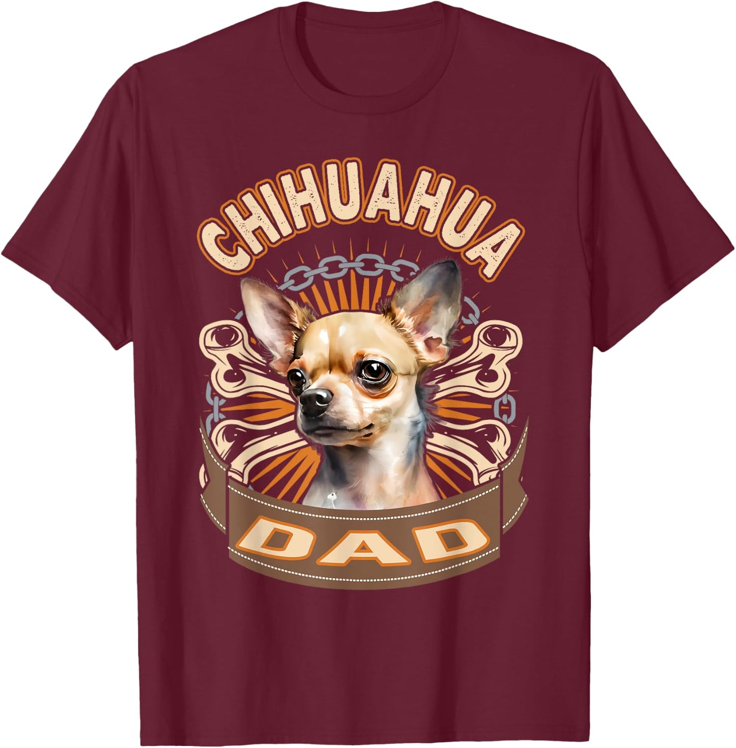 Retro Vintage Chihuahua Dad Funny Chihuahuas Pet Owners Gift T-Shirt - T-Shirt | Maroon