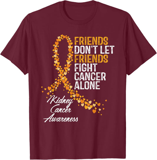 Kidney Cancer Awareness Friends Fighter Warrior Support T-Shirt - T-Shirt | Maroon