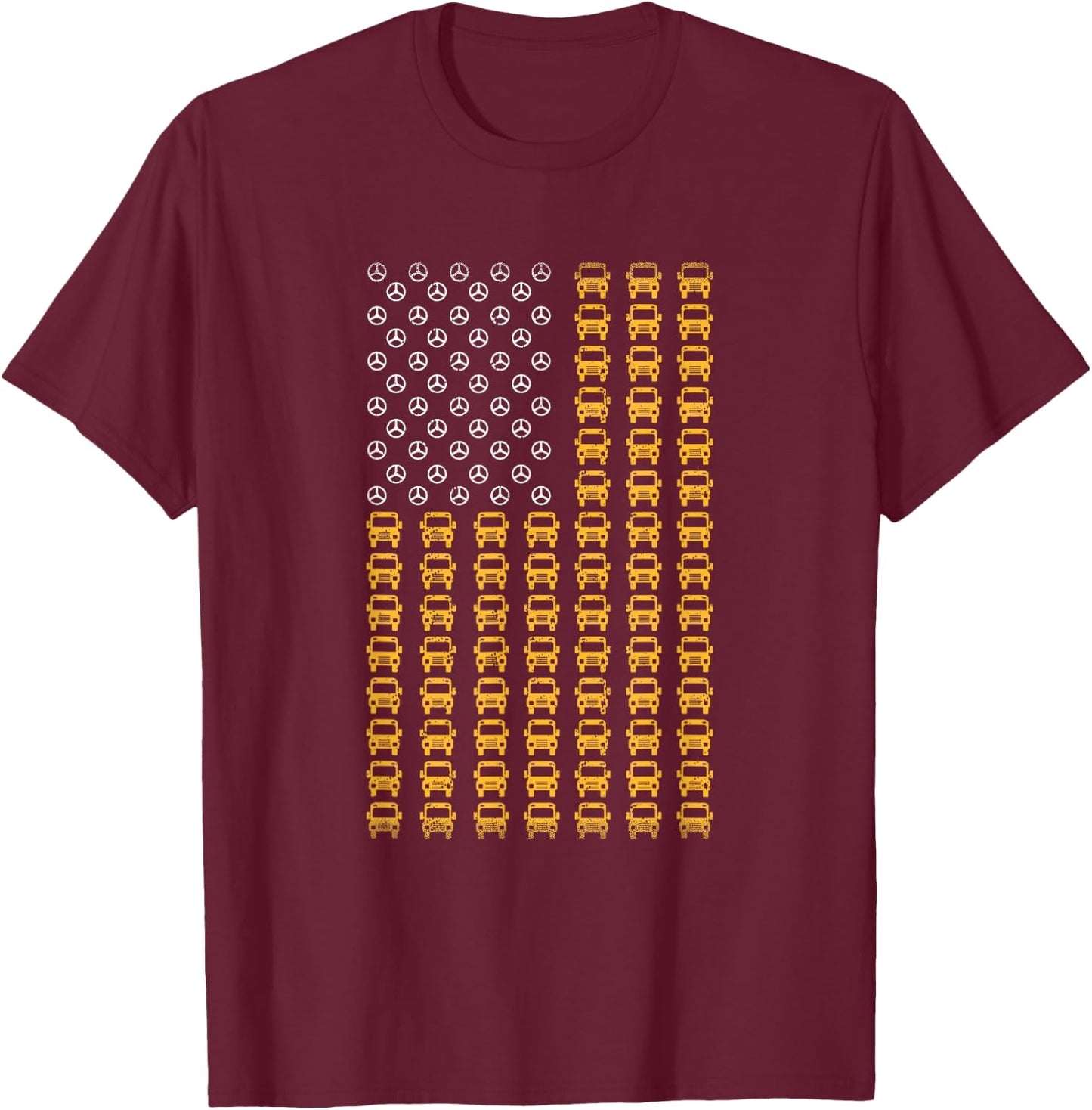American Flag School Bus Driver - Patriotic Bus Driver USA T-Shirt - T-Shirt | Maroon