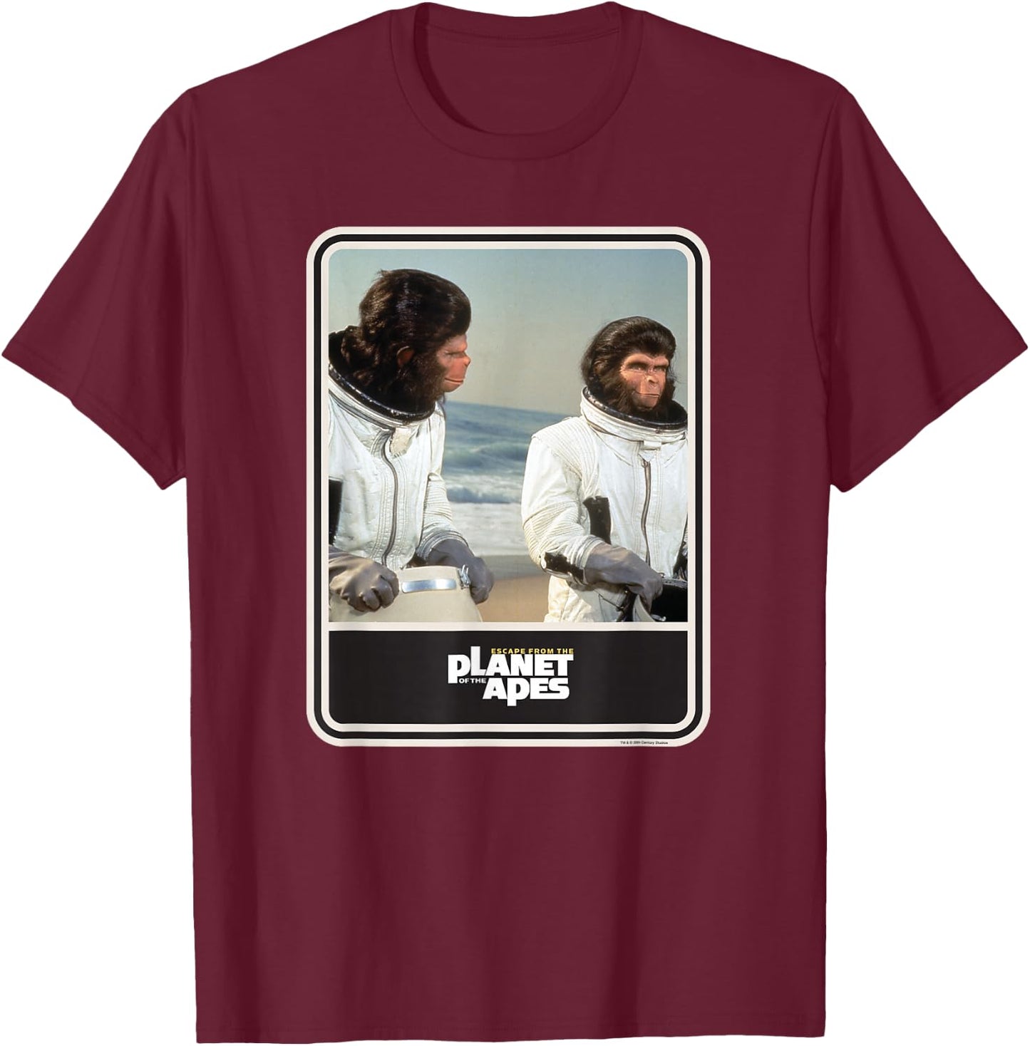 Escape from The Planet of The Apes 1971 Cornelius and Zira T-Shirt - T-Shirt | Maroon