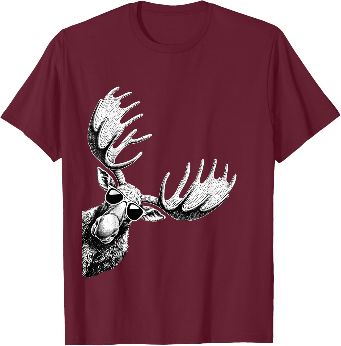 Funny Moose Wearing Sunglasses Alaska Moose Lovers T-Shirt - T-Shirt | Maroon