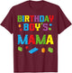 Master Builder Birthday Boy's Mama Building Bricks Blocks T-Shirt - T-Shirt | Maroon