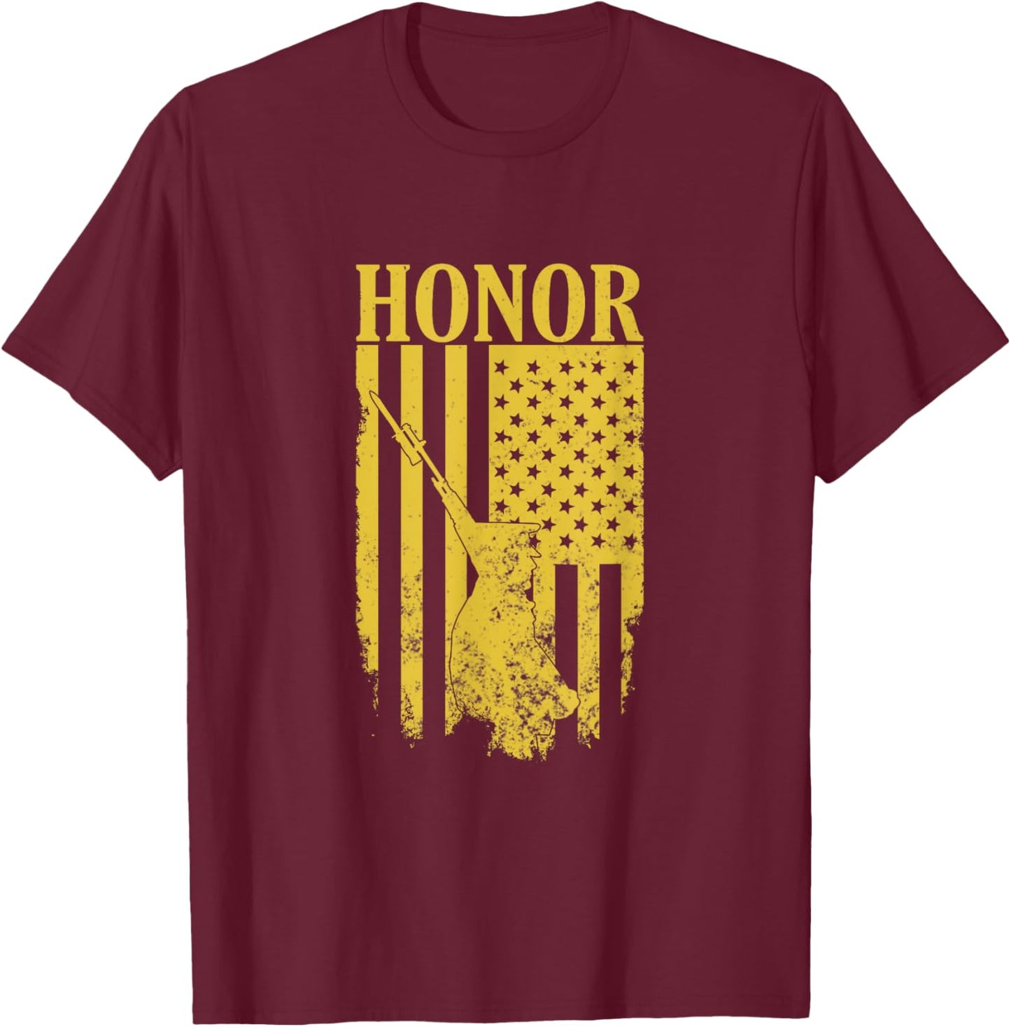 Military Army Flag America Honor Tomb of the Unknown Soldier T-Shirt - T-Shirt | Maroon