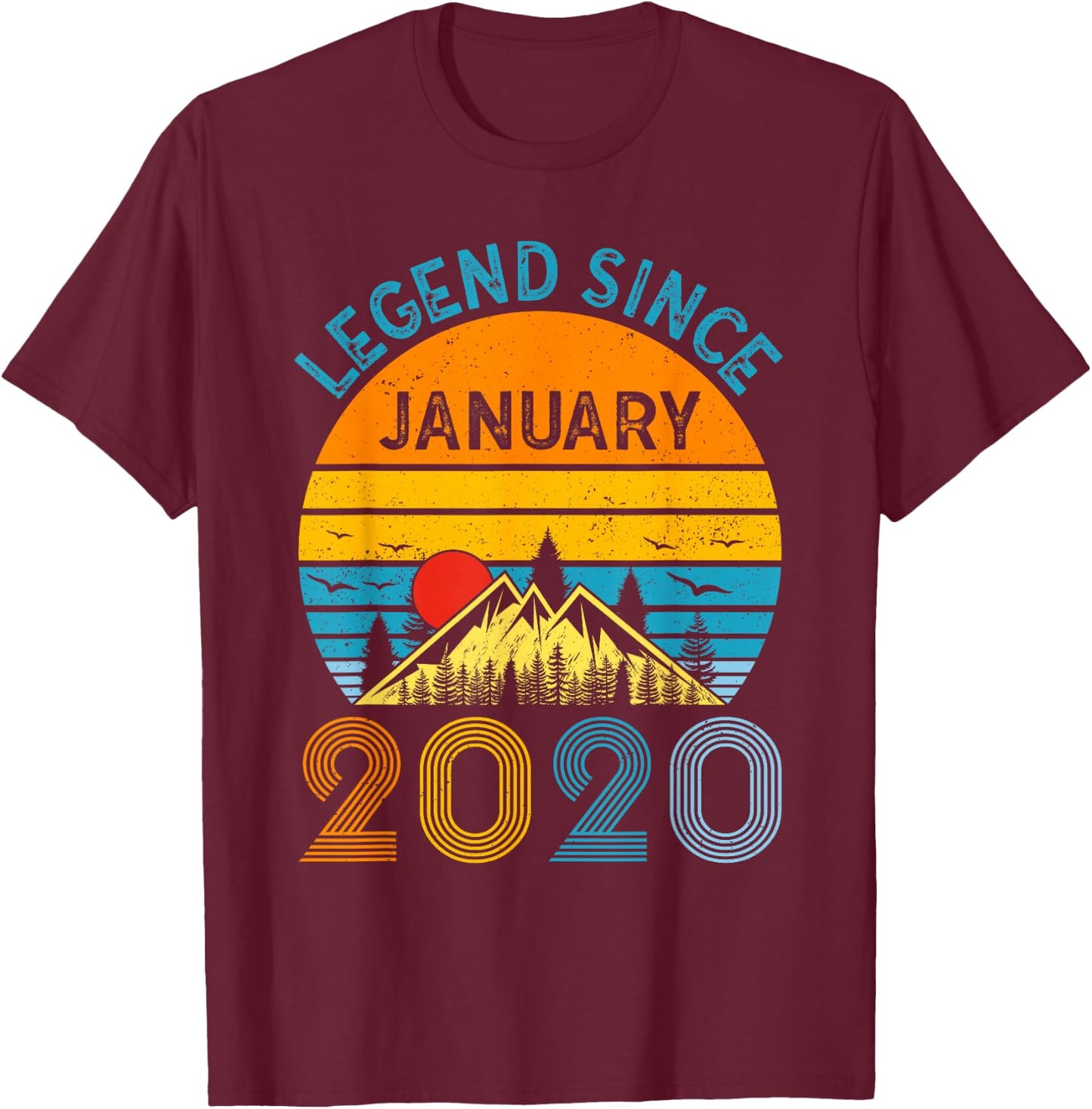 6th Birthday Gifts Legend Since January 2020 6 Years Old T-Shirt - T-Shirt | Maroon
