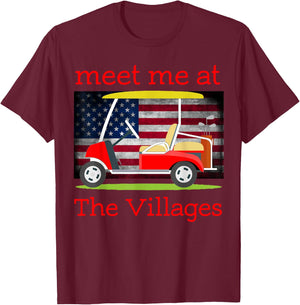 The Villages Florida Retirement American Flag T-Shirt - T-Shirt | Maroon