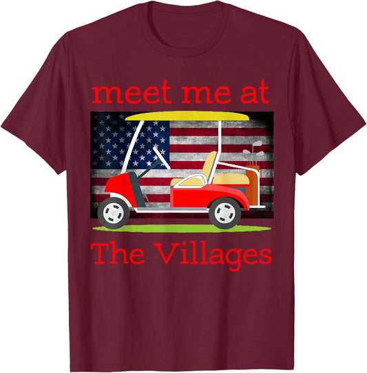 The Villages Florida Retirement American Flag T-Shirt - T-Shirt | Maroon