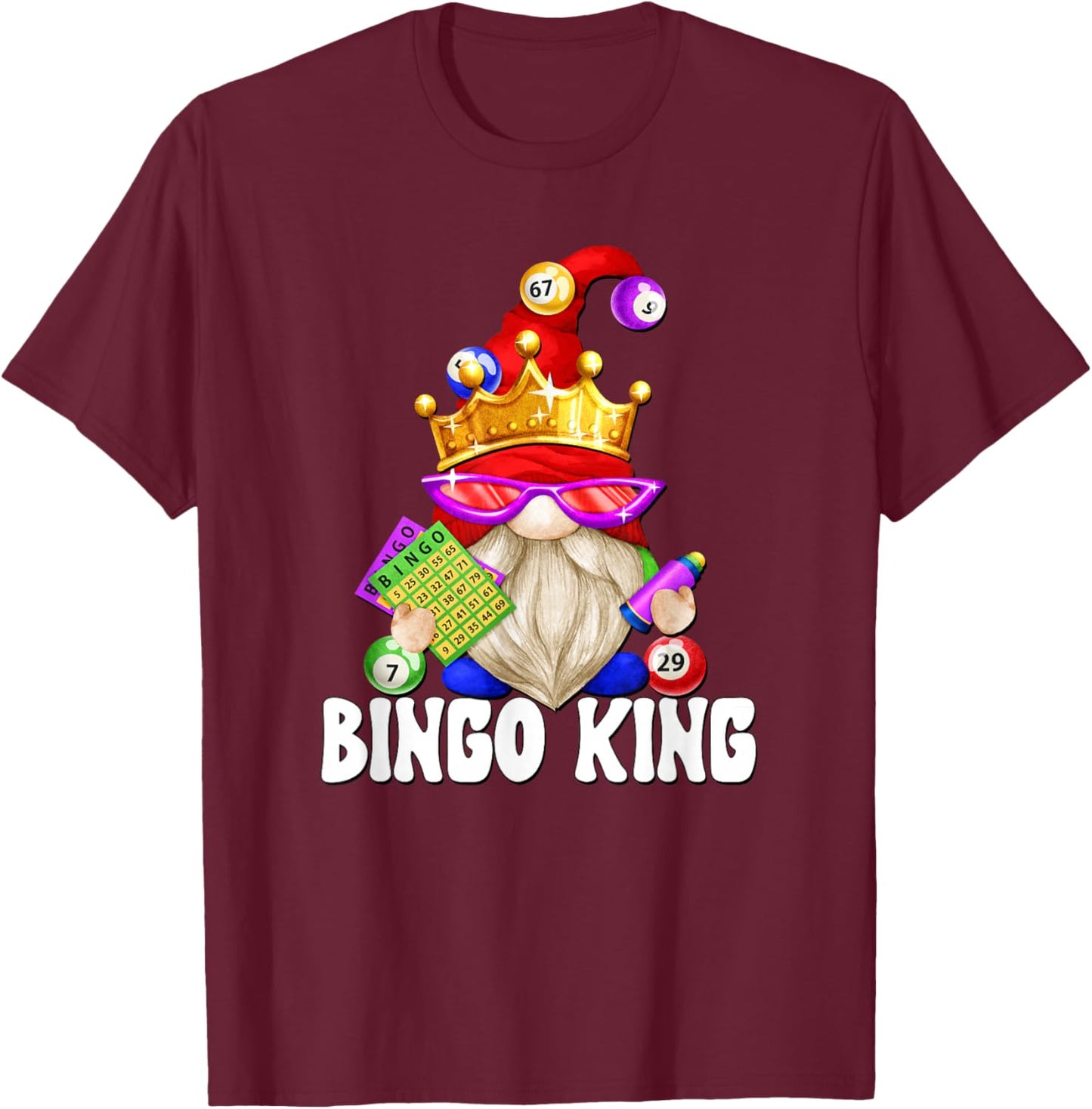 Funny Bingo Player Accessories Grandpa Bingo King T-Shirt - T-Shirt | Maroon