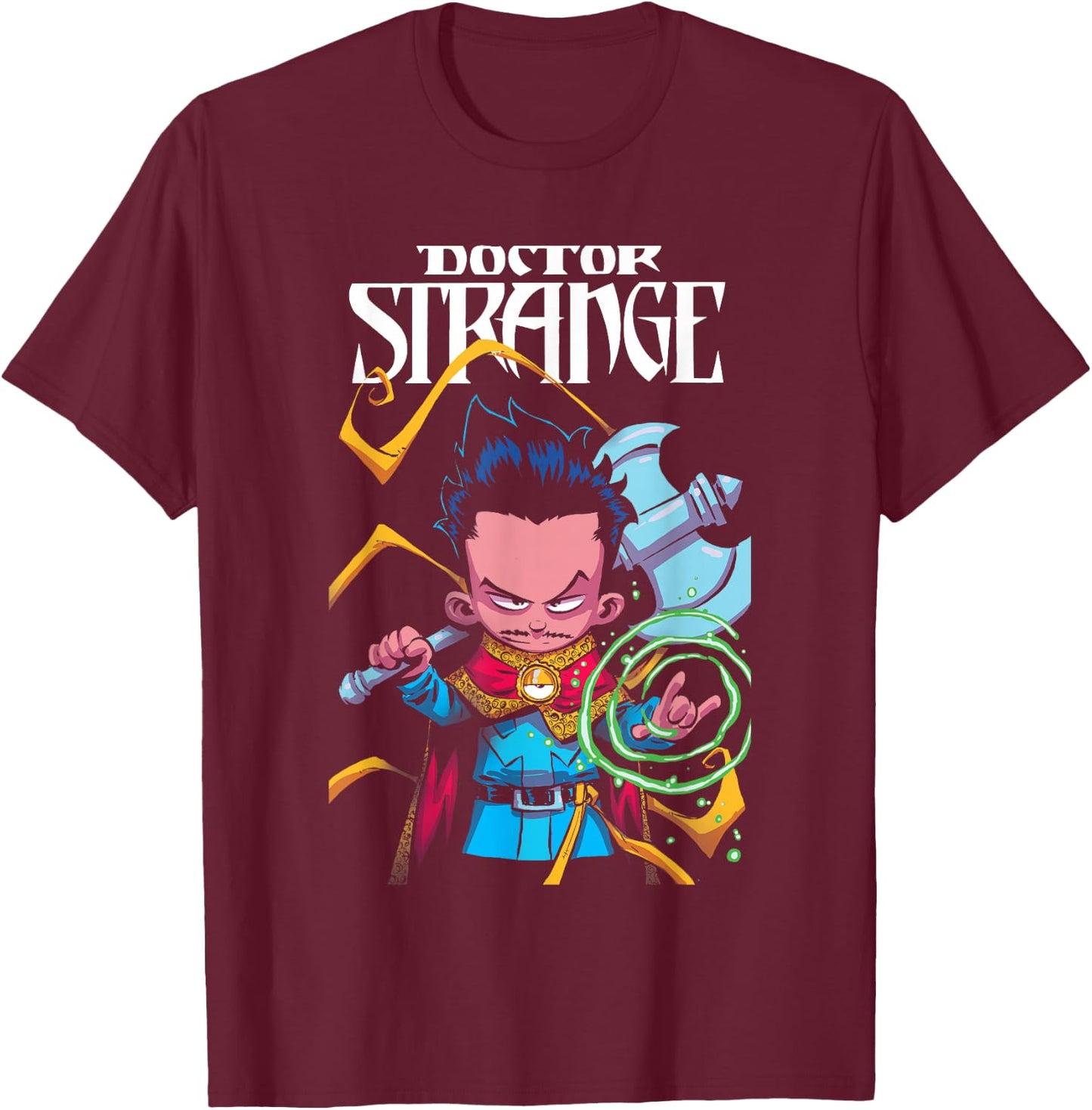 Marvel Comics Retro Classic Dr. Strange Cartoon Chibi Poster T-Shirt - T-Shirt | Maroon