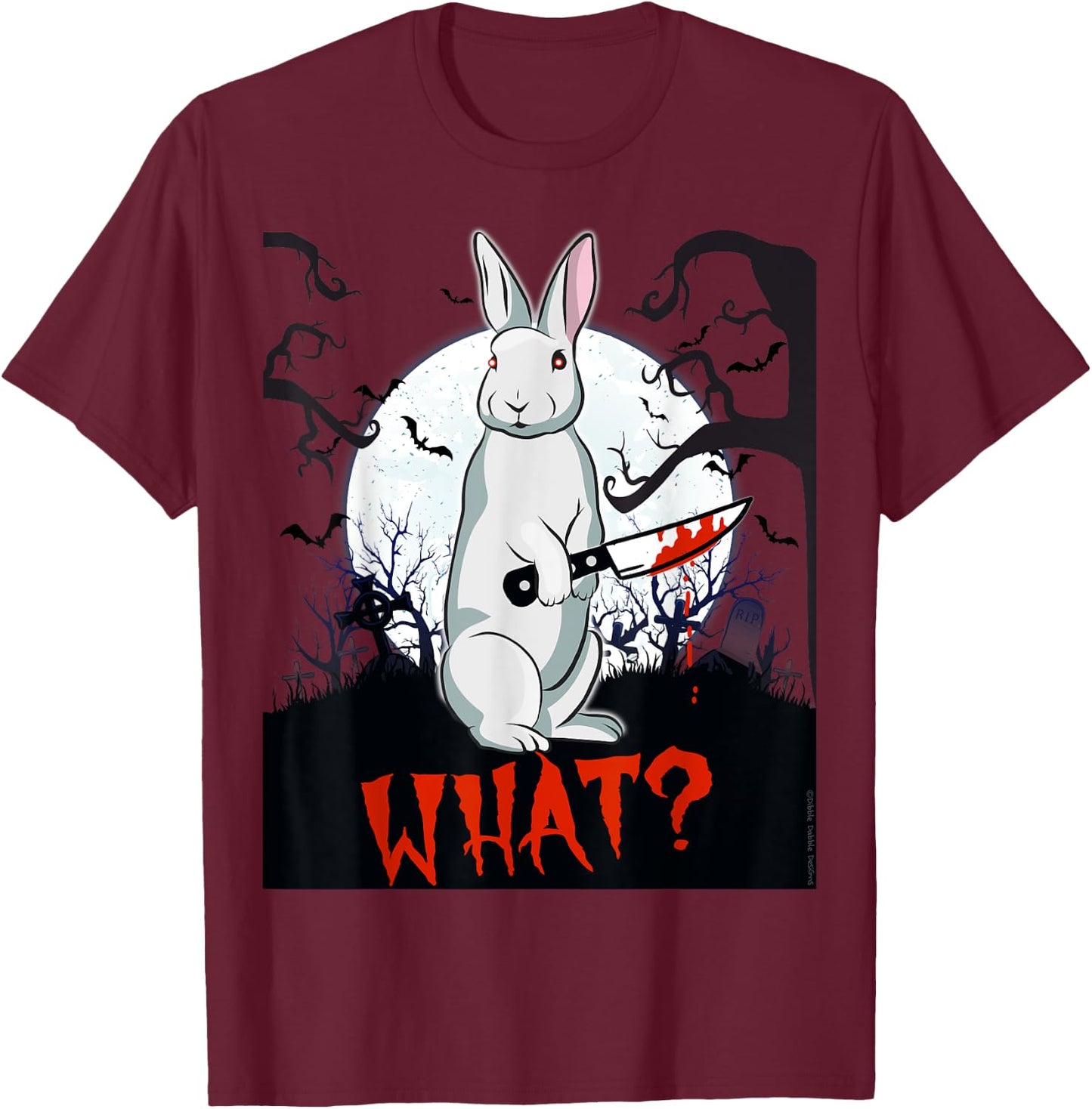 Halloween Killer Rabbit with Knife WHAT? - Adult Halloween T-Shirt - T-Shirt | Maroon