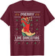 Country Music Girl Line Dance Ugly Christmas Sweater T-Shirt - T-Shirt | Maroon