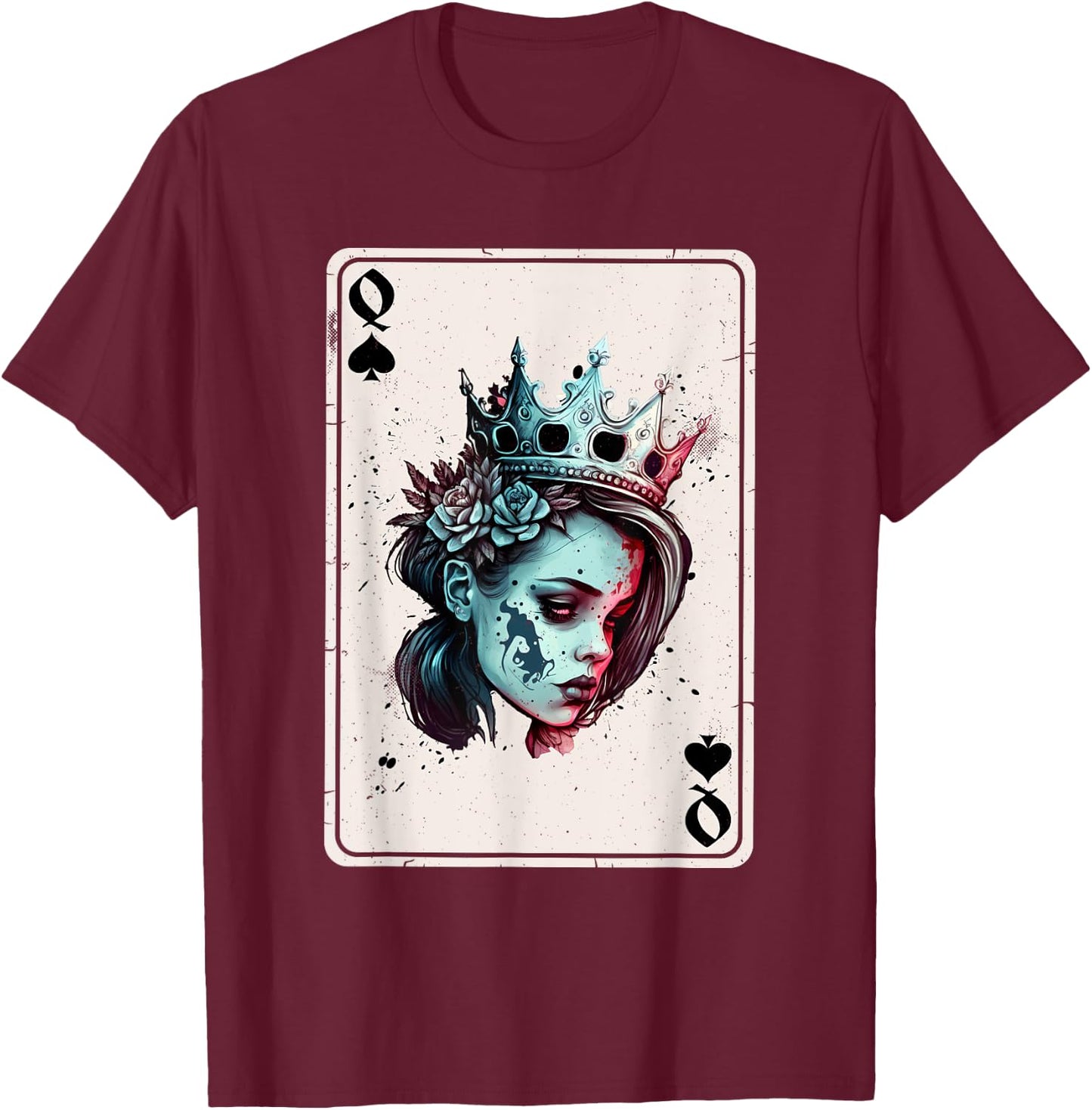 Queen of Spades Horror Card Game Creepy Queen of Spades T-Shirt - T-Shirt | Maroon