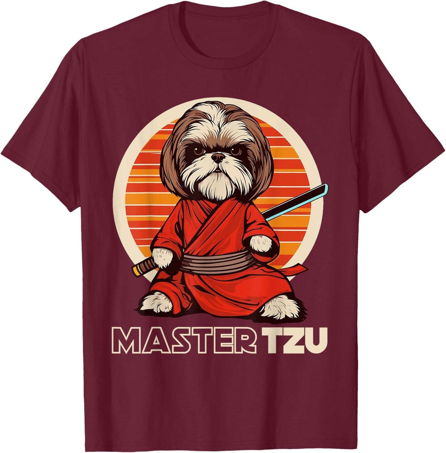 Master Tzu Ninja Shih Tzu Samurai Dog Anime T-Shirt - T-Shirt | Maroon