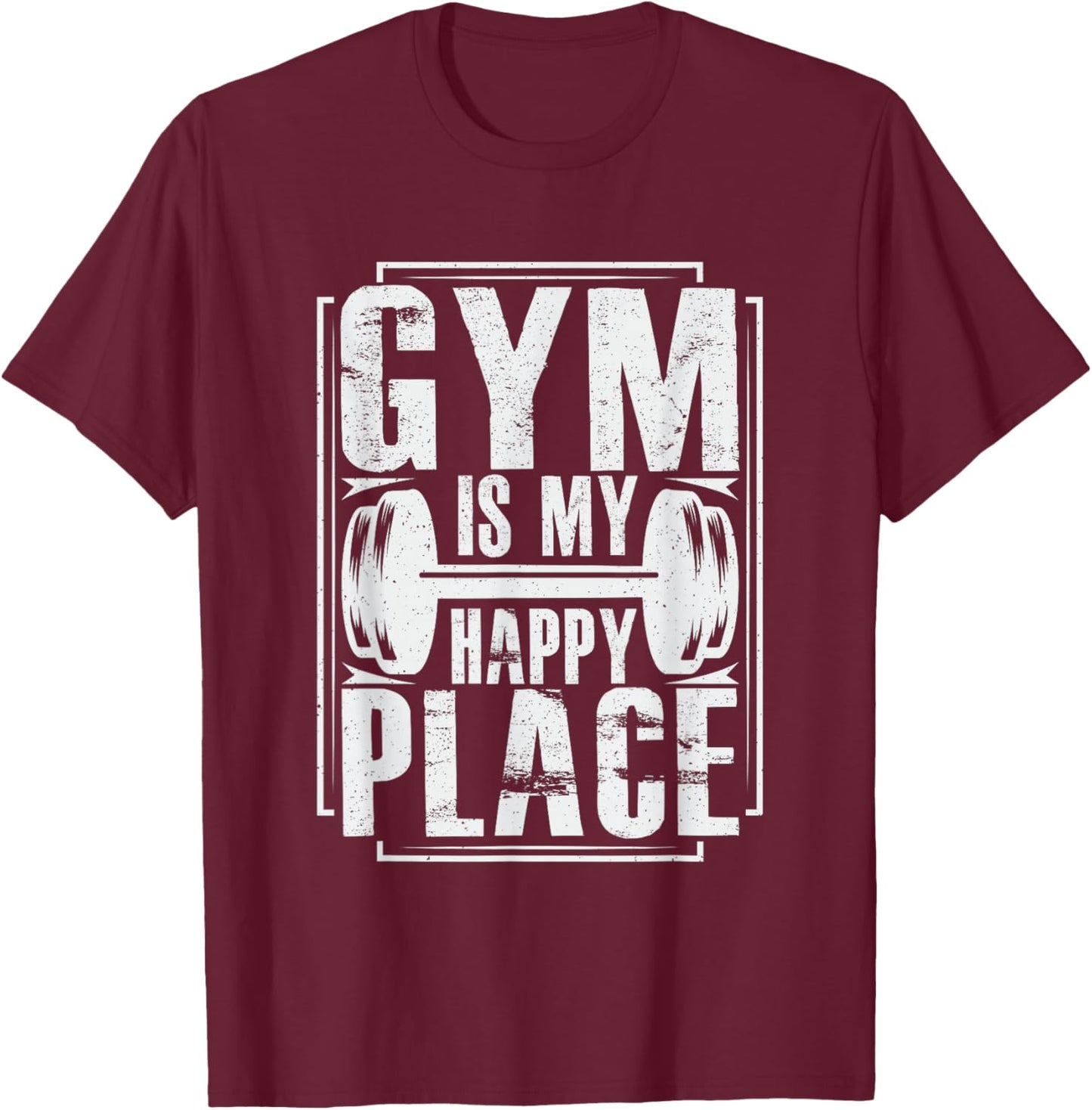 Gym Is My Happy Place - Throwback Design - Classic T-Shirt - T-Shirt | Maroon