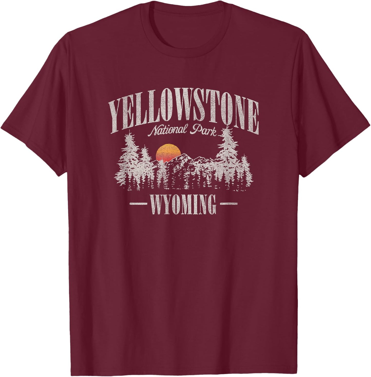 Yellowstone National Park Shirt Destinations -Adults Black Cotton 60% Polyester 40% Short Sleeve Classic Fit Small T-Shirt - T-Shirt | Maroon