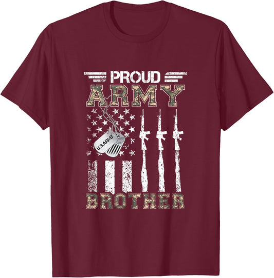 Proud Army Brother US Army Brother Gifts Army Graduation T-Shirt - T-Shirt | Maroon