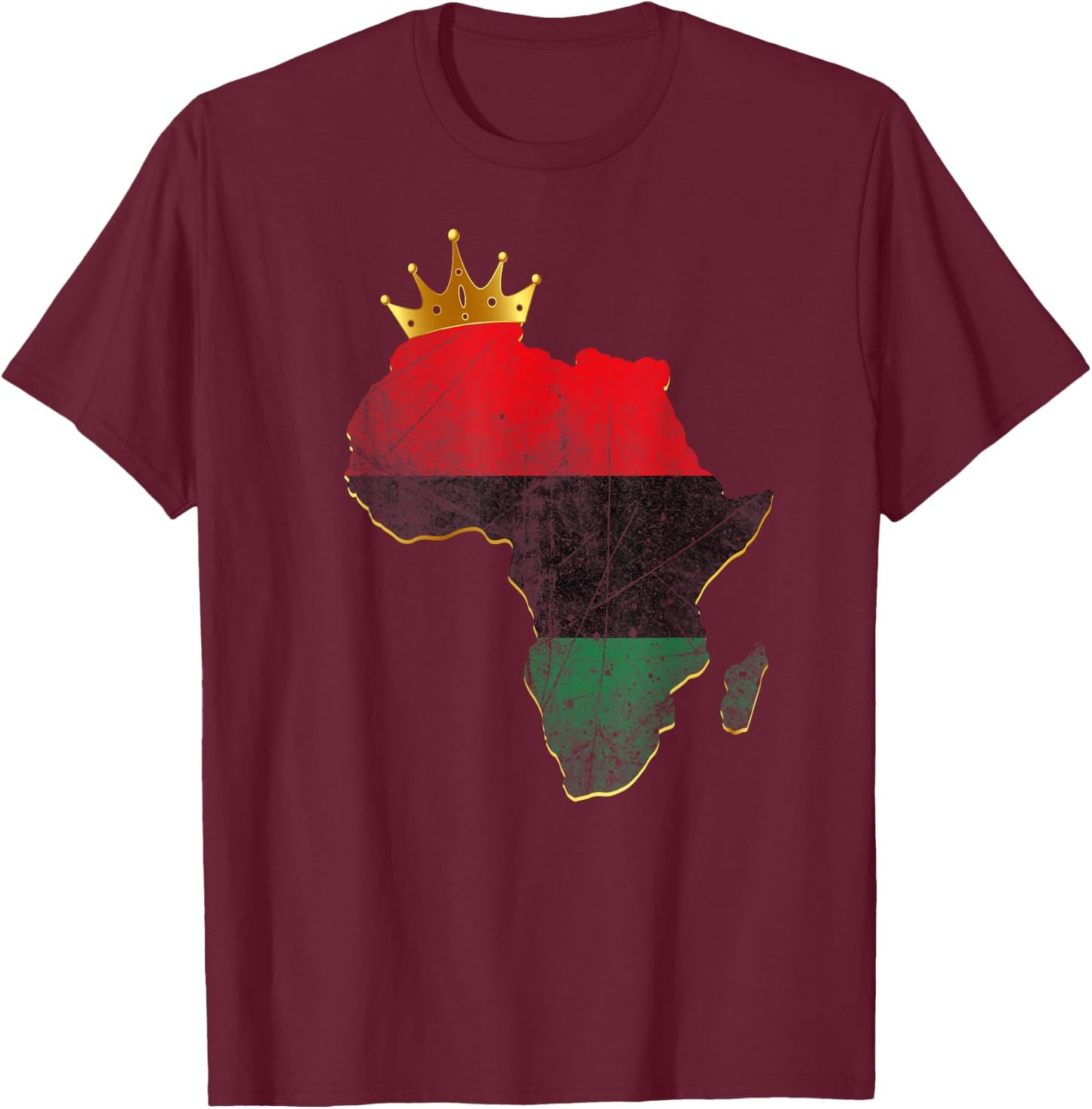 Pride American African King Pan African Map UNIA flag T-Shirt - T-Shirt | Maroon