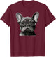 Funny French Bulldog Face Cute Frenchie Mama With Glasses Men Women Girls Kids T-Shirt - T-Shirt | Maroon