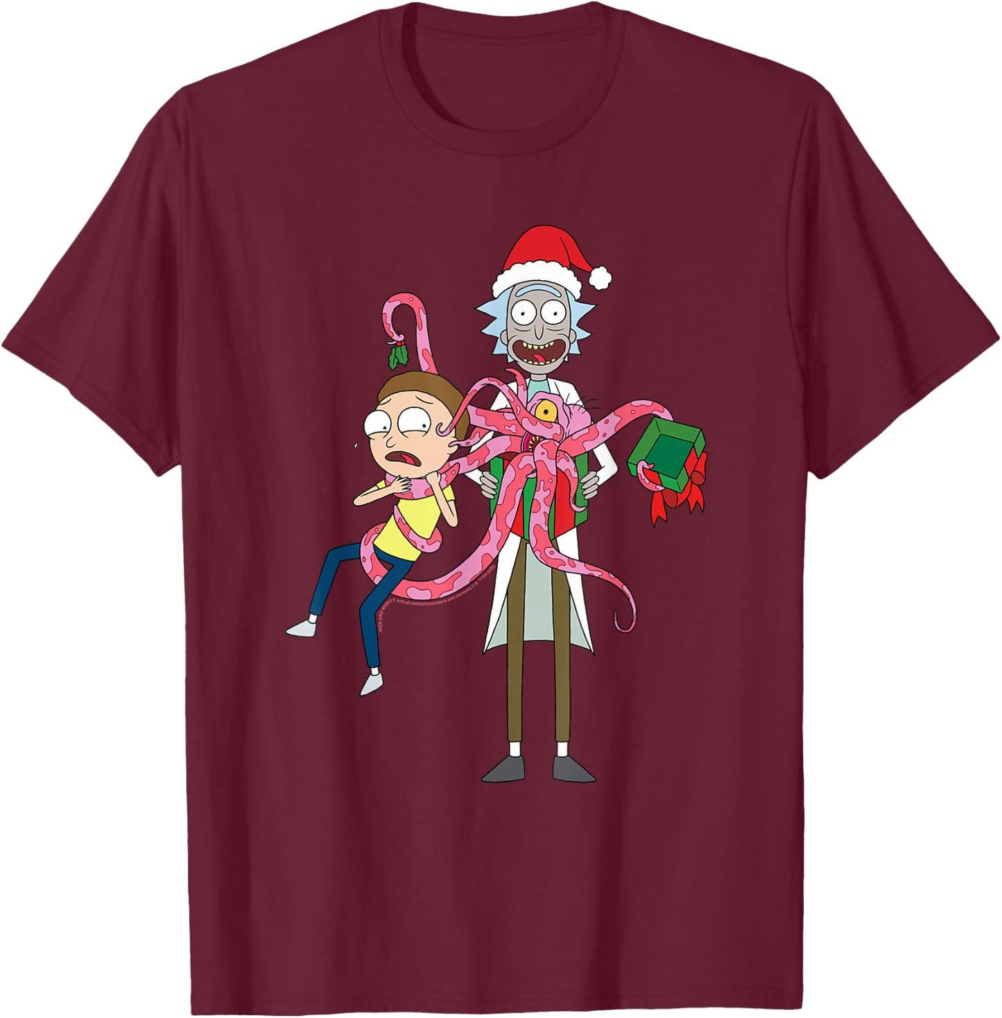 Rick and Morty Christmas, Merry Rickmas Gift Morty T-Shirt - T-Shirt | Maroon