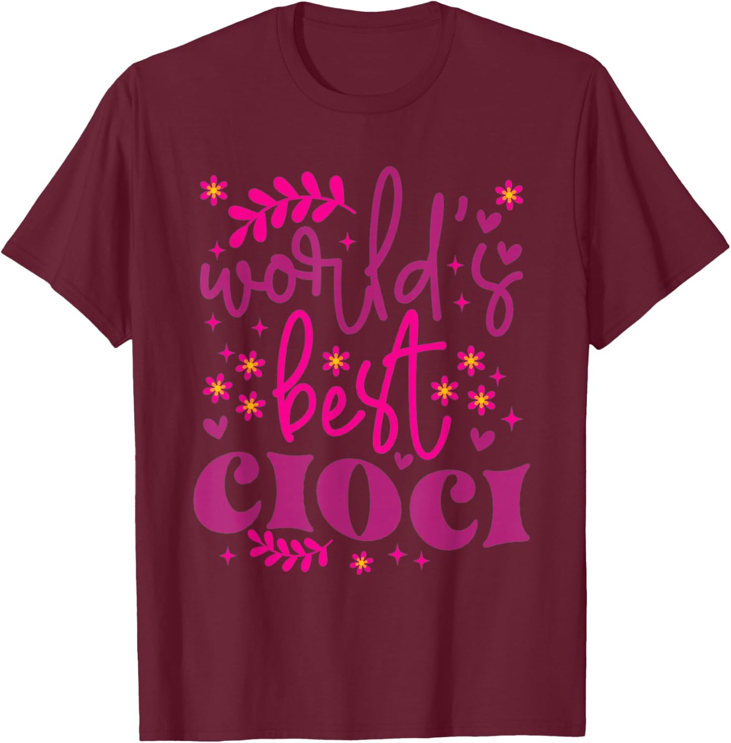 Ciocia Polish Aunt Funny Cute Great Aunt Pink Flowers Purple T-Shirt - T-Shirt | Maroon