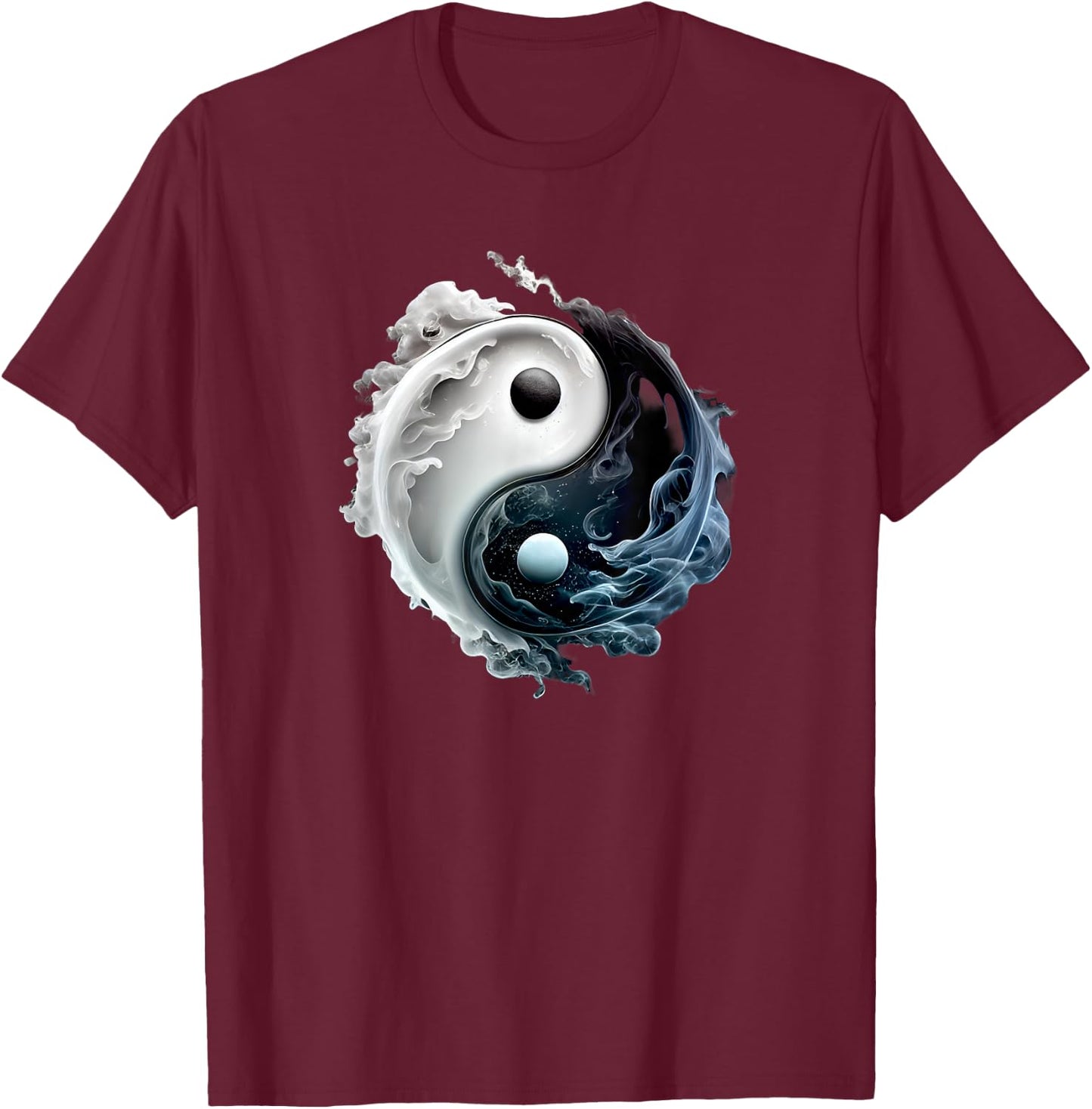 Ying Yang Whispy Feng Shui Taijitu Yin Yang T-Shirt - T-Shirt | Maroon