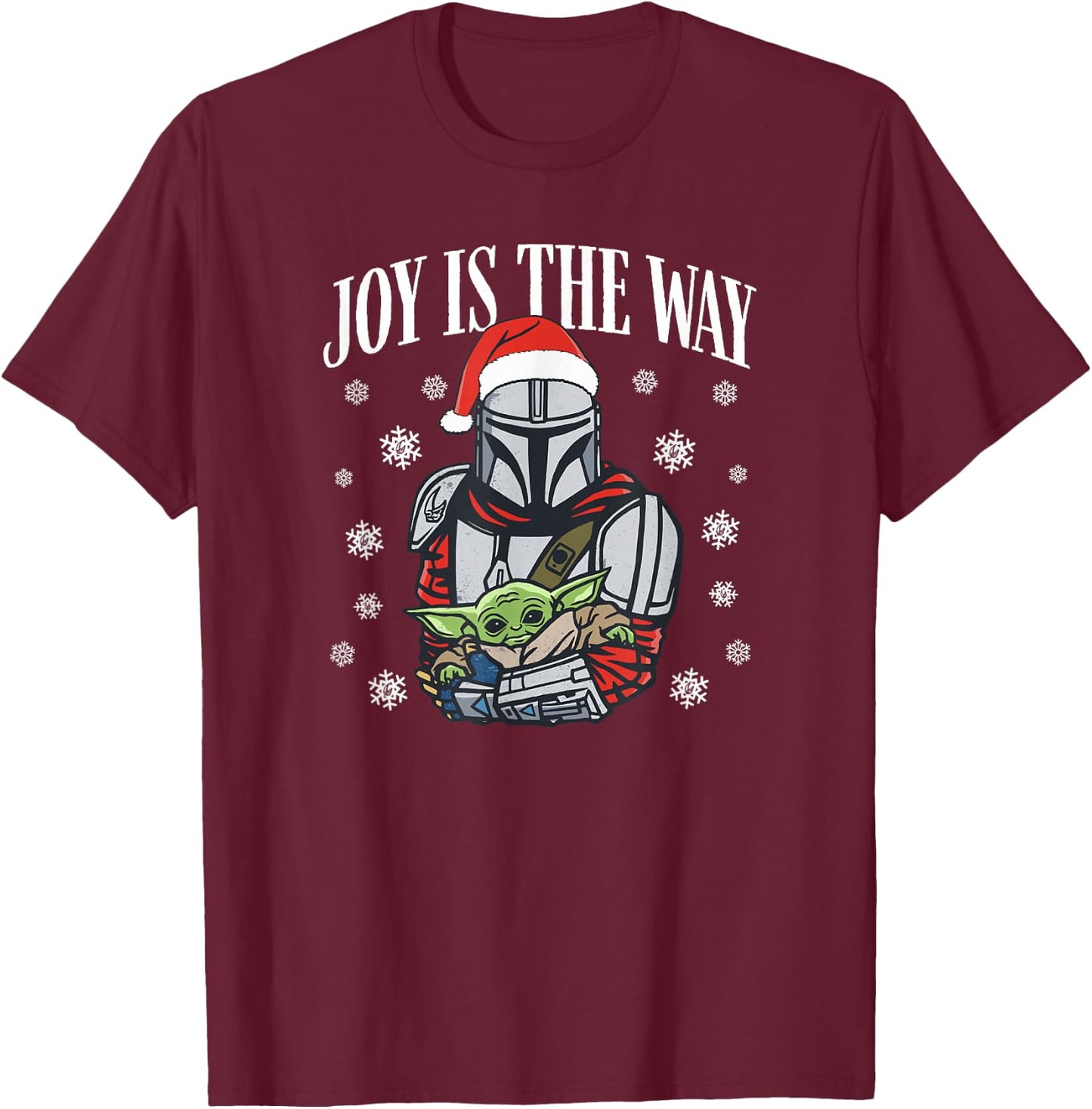 Star Wars: The Mandalorian Christmas Joy Is The Way T-Shirt - T-Shirt | Maroon