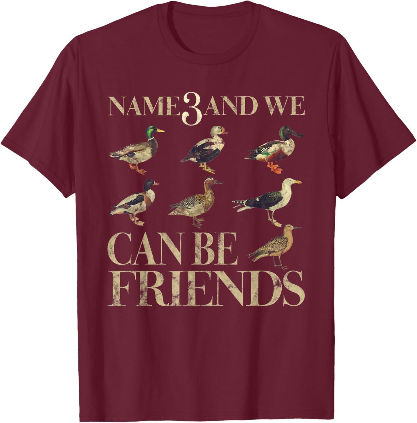 Name 3 And We Can Be Friends Funny Duck T-Shirt - T-Shirt | Maroon