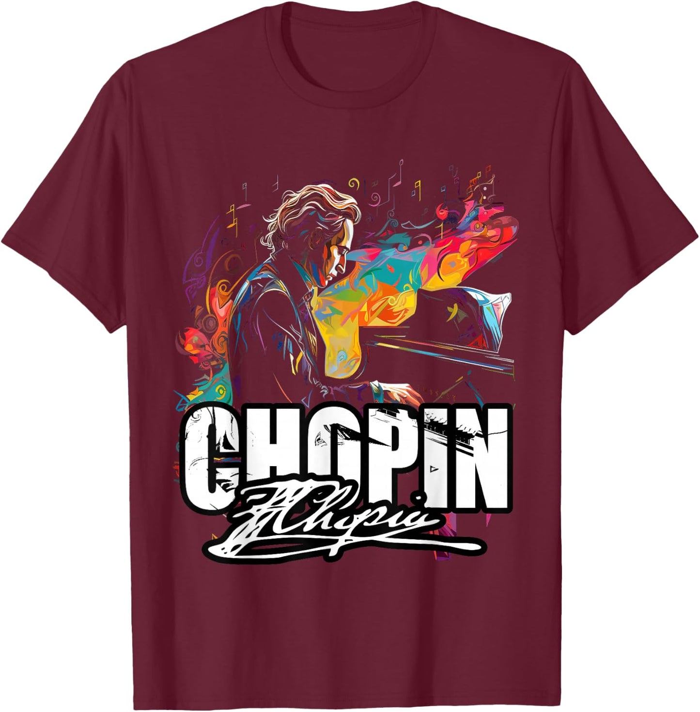 RhapsodyReveries Classical Music Piano Frederic Chopin T-Shirt - T-Shirt | Maroon