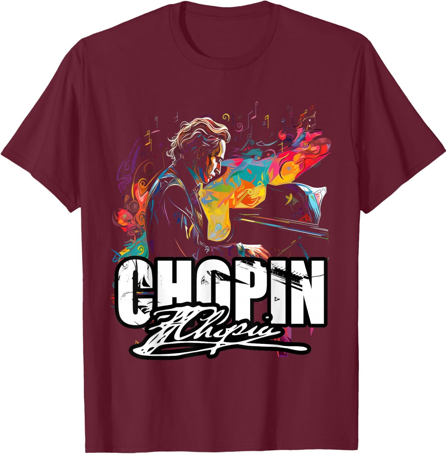 RhapsodyReveries Classical Music Piano Frederic Chopin T-Shirt - T-Shirt | Maroon