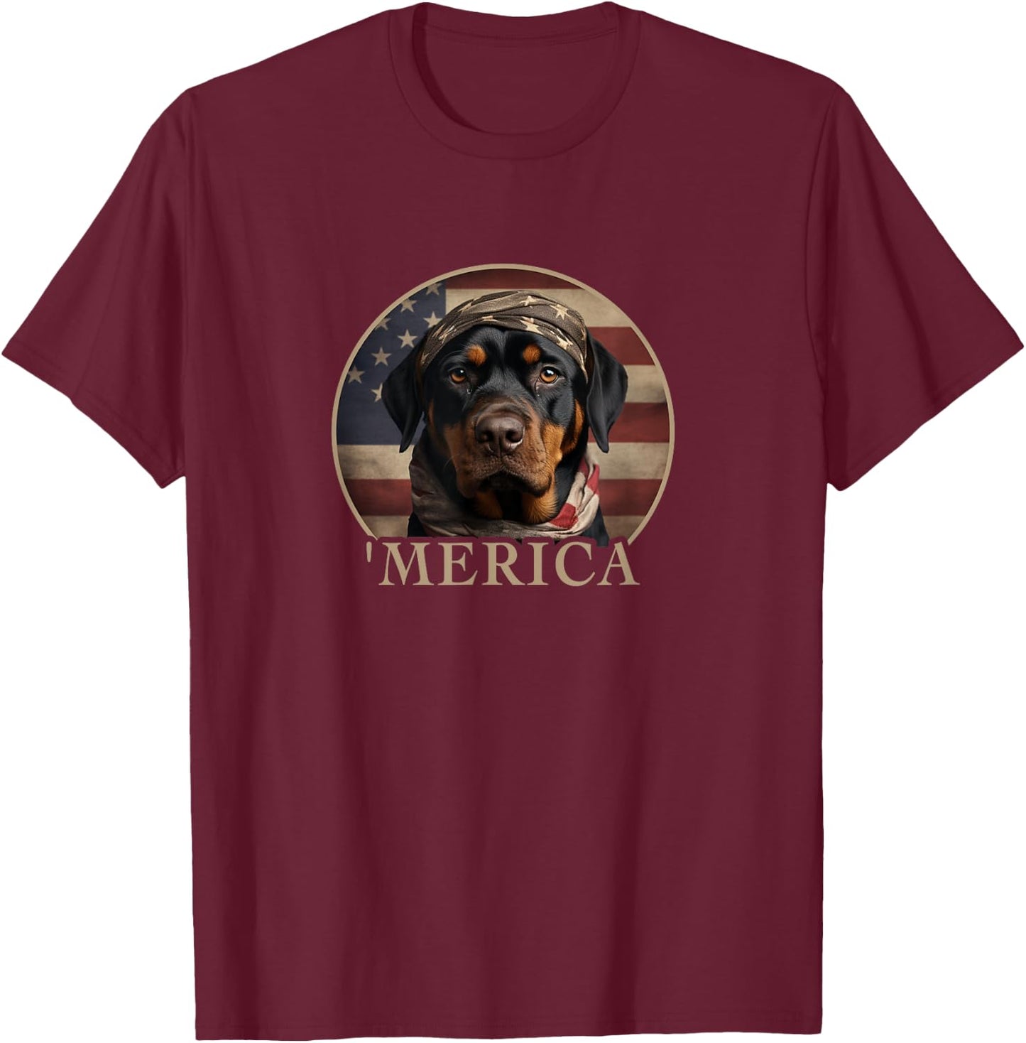 Rottie Dog Mom Dad, 'Merica Rottweiler T-Shirt - T-Shirt | Maroon