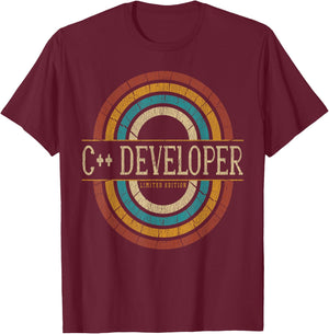C++ Developer Vintage Retro T-Shirt - T-Shirt | Maroon