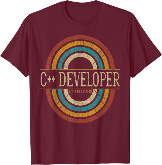 C++ Developer Vintage Retro T-Shirt - T-Shirt | Maroon