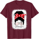 Messy Bun Bleached Baseball Fan Outfit T-Shirt - T-Shirt | Maroon
