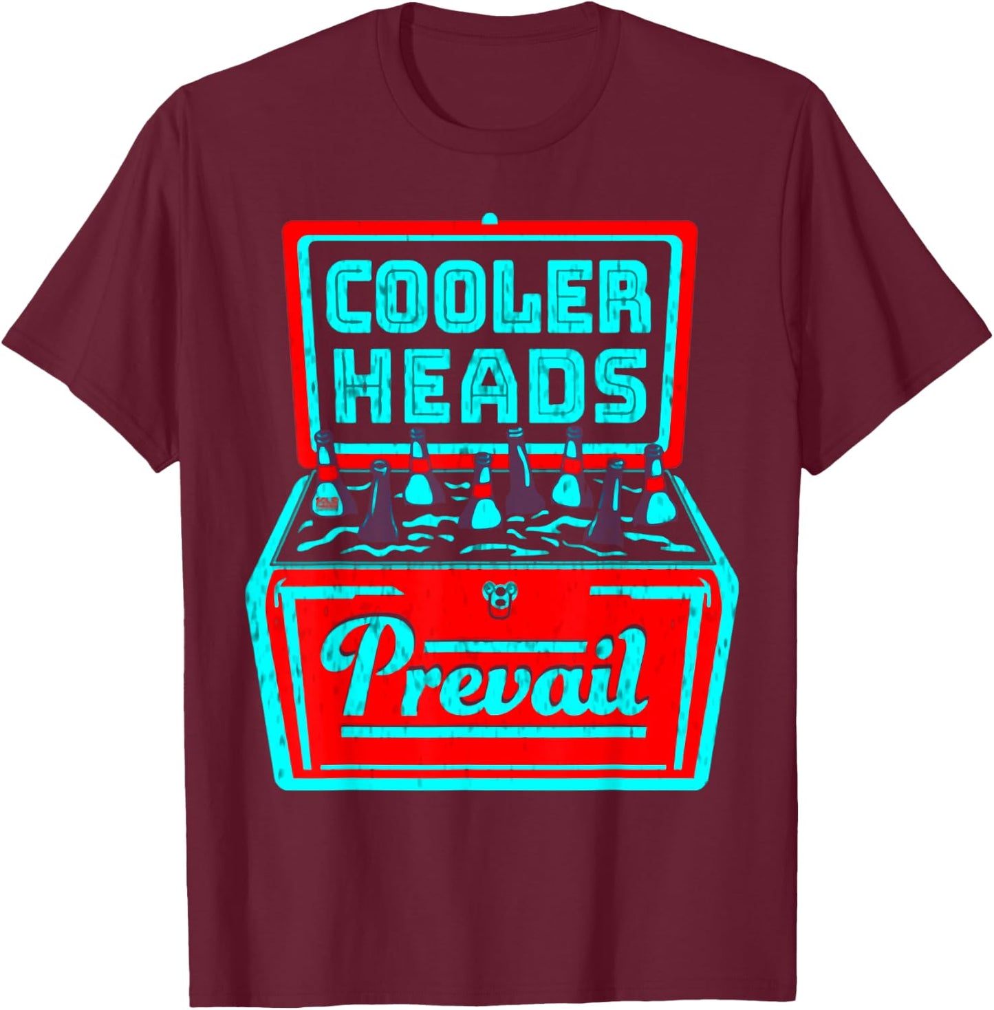 Beer Lover Men Dad Cooler Heads Prevail T-Shirt - T-Shirt | Maroon