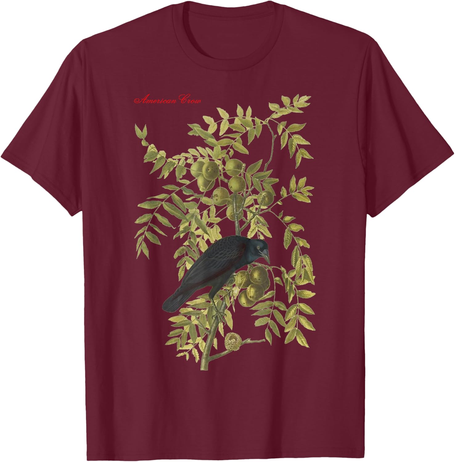 Audubon American Crow Education Nature T-Shirt - T-Shirt | Maroon