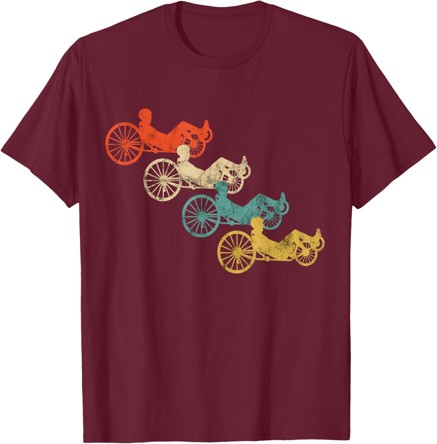 Retro Vintage Recumbent Bike Cyclist Recumbent Trike Cycling T-Shirt - T-Shirt | Maroon
