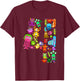 Little Monster 4 Four Years Kids 4th Birthday Party Monsters T-Shirt - T-Shirt | Maroon