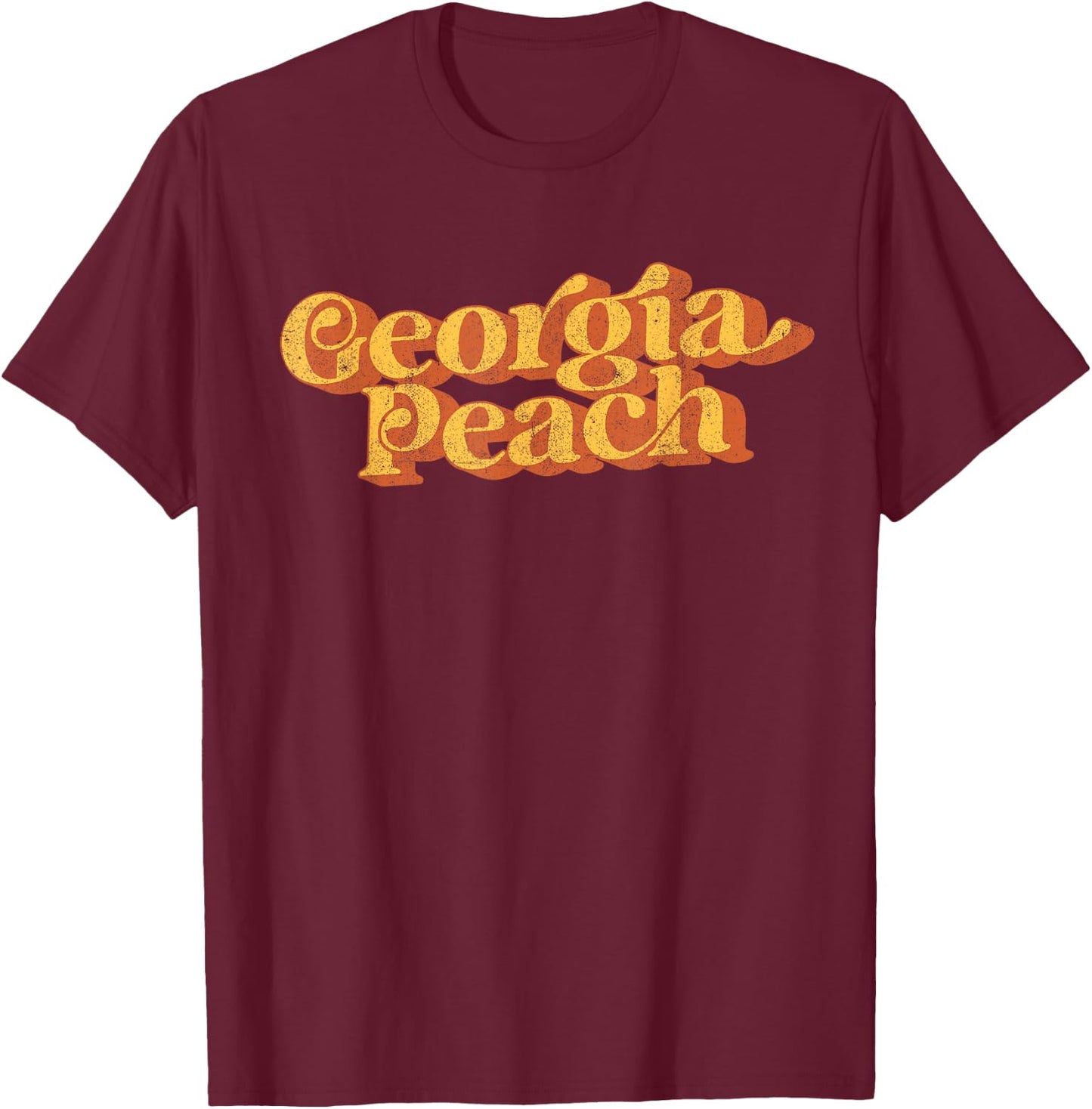 Vintage Georgia Peach Funny Cute Retro 70's Summer Women's T-Shirt - T-Shirt | Maroon