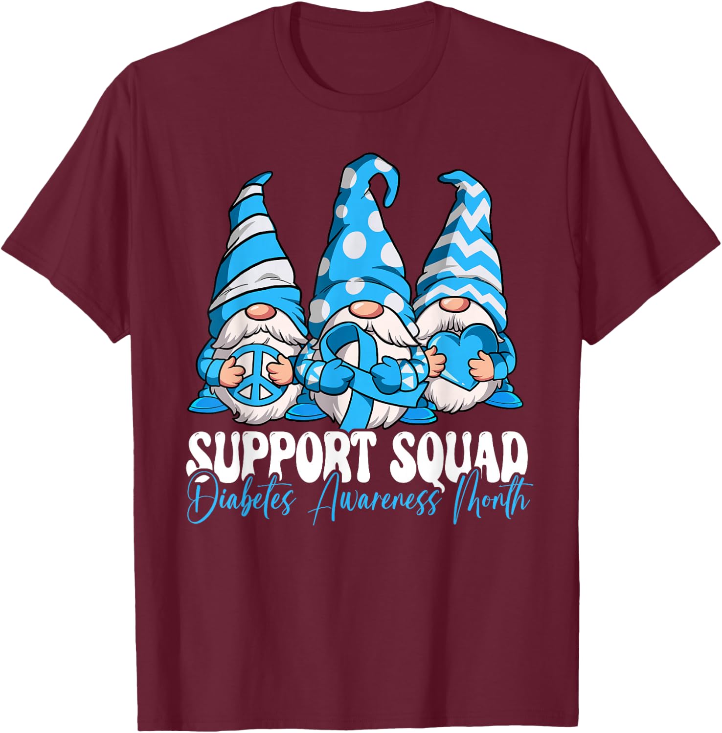 Support Squad Diabetes Awareness Month T-Shirt - T-Shirt | Maroon