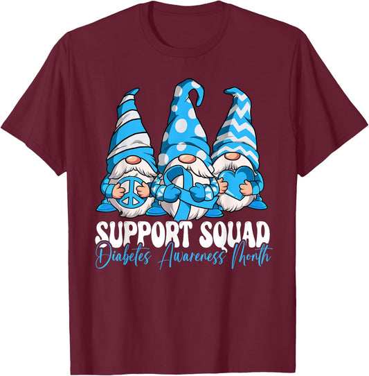 Support Squad Diabetes Awareness Month T-Shirt - T-Shirt | Maroon