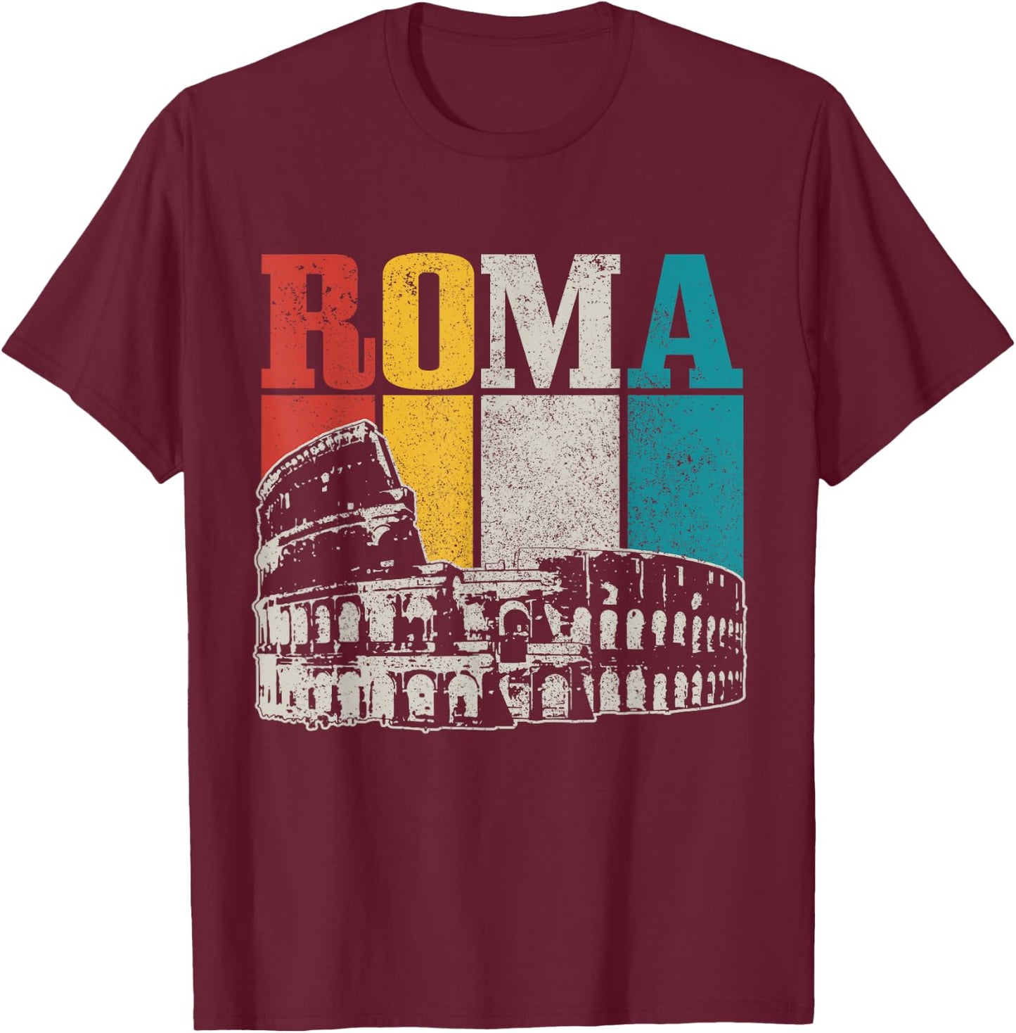 Rom Italy Roma Italia Colosseum Vintage Italian T-Shirt - T-Shirt | Maroon